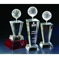 8" Golf Optical Crystal Award w/ Trapezoid Base
